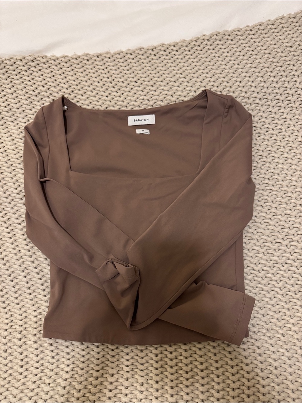 Aritzia Babaton Square-Neck Long Sleeve Top - Brown